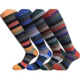 CriCri Socks - Mens Cotton Knee Socks (4 Pairs) Warm Cotton Boot Socks for Men Size 7.5-12 (One Size) Made in Italy