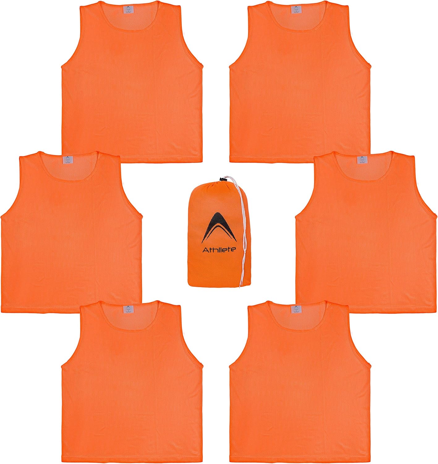 Athllete DURAMESH Set of 6 - Scrimmage Vest/Pinnies/Team Practice Jerseys with Free Carry Bag. Sizes for Children Youth Adult and Adult XL : Sports & Outdoors