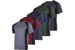 Real Essentials 5 Pack: Men’s V-Neck Dry-Fit Moisture Wicking Active Athletic Tech Performance T-Shirt