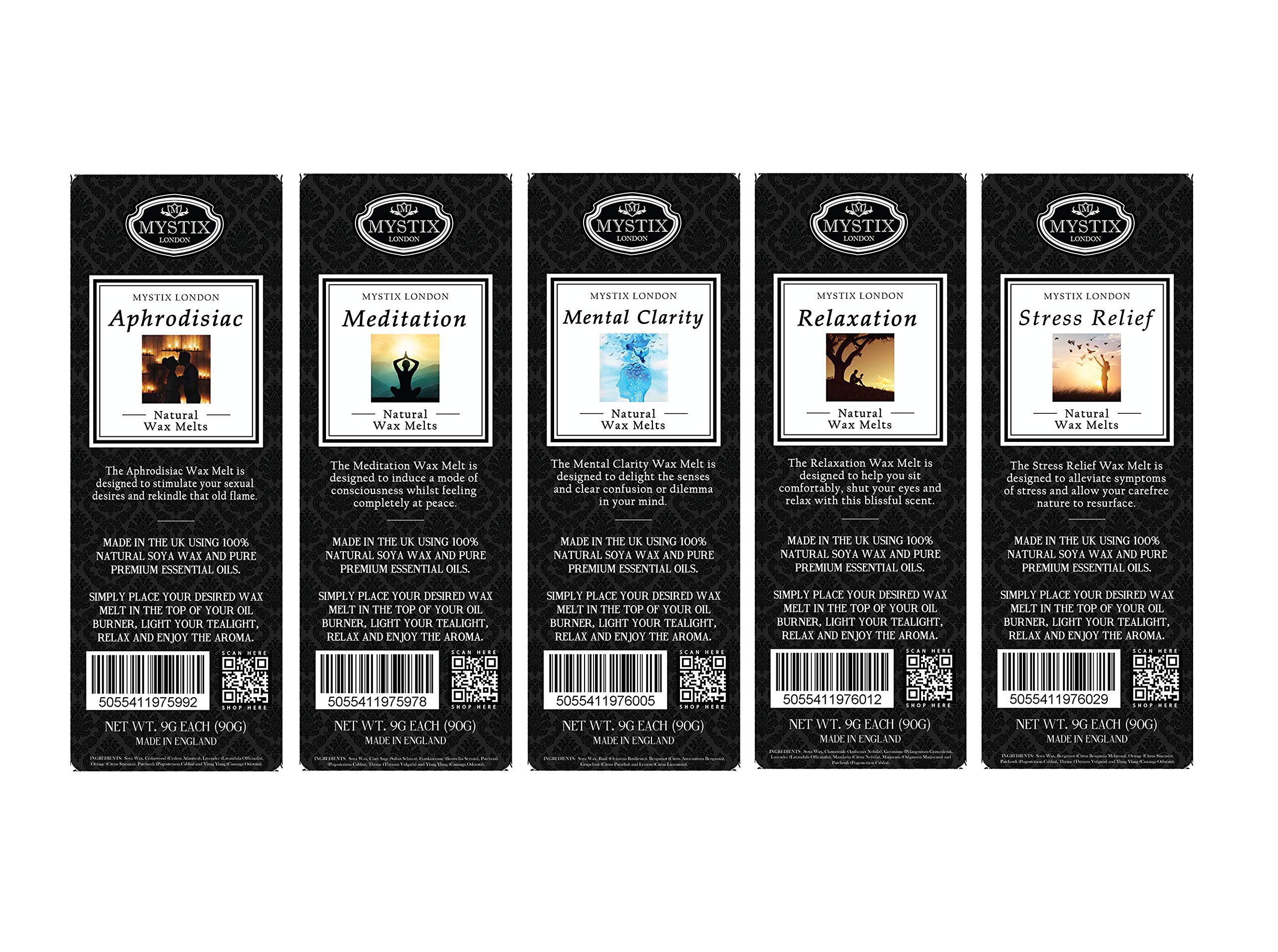Mystix London | Modern Day Remedies - Wax Melt Collection Gift Set | 5 Pack (5 x 90g) | 100% Natural SOYA Wax | Long-lasting Fragrance for Aromatherapy & Soothing Atmosphere