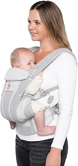 Ergobaby Omni Breeze Carrier Pearl Grey 4 Positions Breathable SoftFlex Mesh view 8