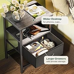 Huuger Night Stand with Fabric Drawer, Side Table