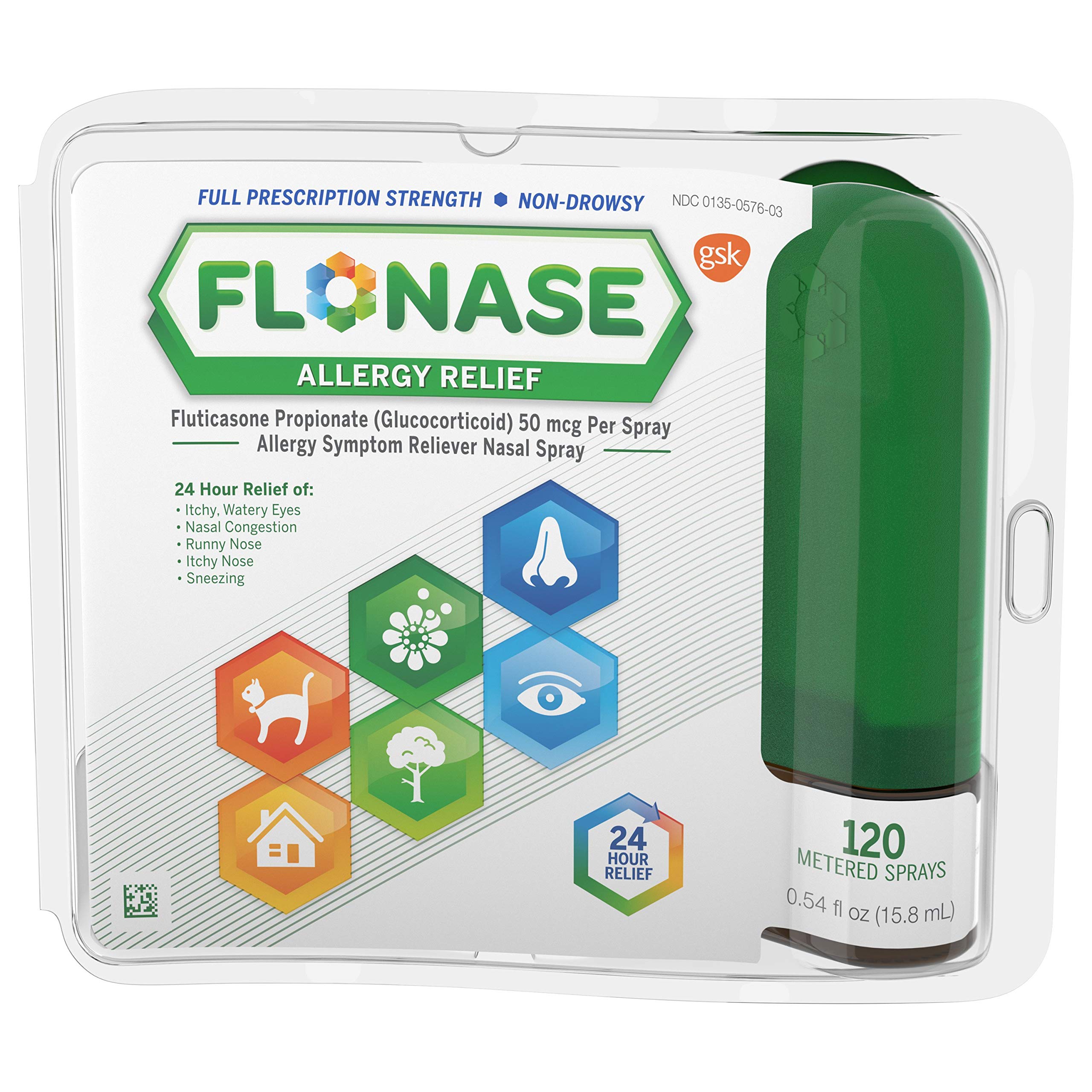 Flonase Allergy Relief Nasal Spray, 24 Hour Non Drowsy Allergy Medicine