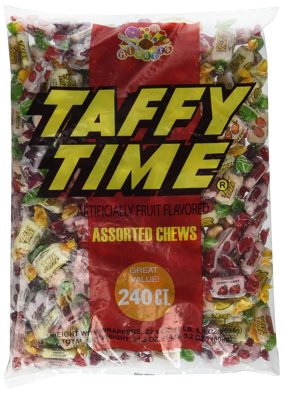 Albert's Chews Taffy Time Assorted 240 Piece Bag