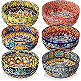 vancasso Cereal Bowls Set of 6, Porcelain Bowls for Eating, 28 oz Colorful Soup Bowls, Bohemian Ceramic Bowls for Salad, Fruit, Pasta, Microwave & Dishwasher Safe Bowls Set