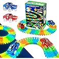 USA Toyz Glow Tracks Starter Kit Race Tracks and 2 LED Toy Cars - 216pk Glow in The Dark Bendable Flexible Rainbow Race Track Set with 2 Light Up Car Toys, STEM Building Toys for Boys and Girls