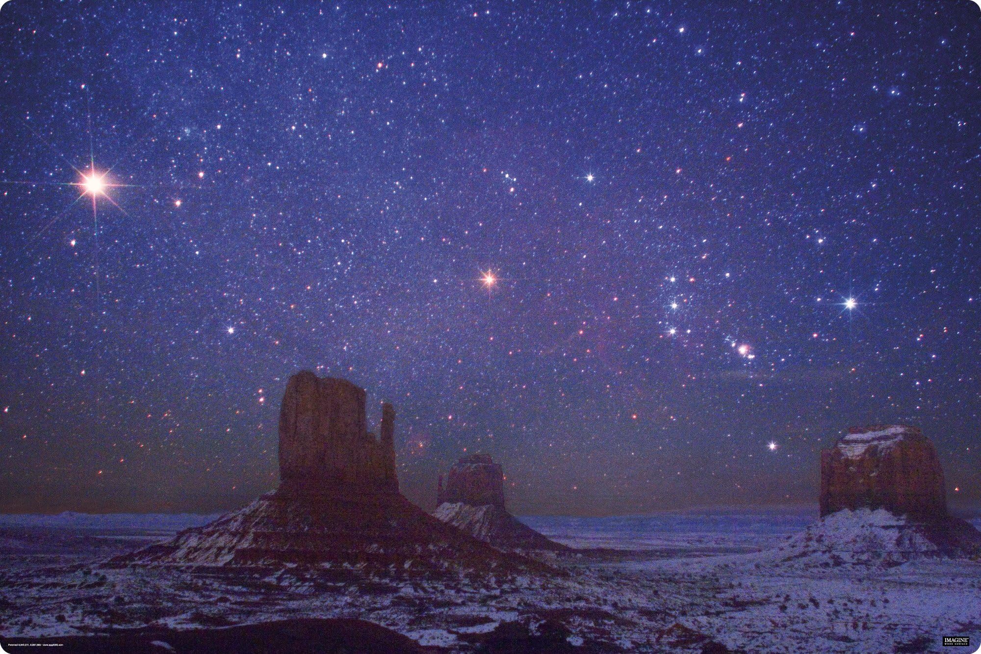 IMAGINE WORK SURFACE Huge Ultra-Thin 24" x 36" Non-Slip Desk Pad Made in USA - Starry Night at Monument Valley