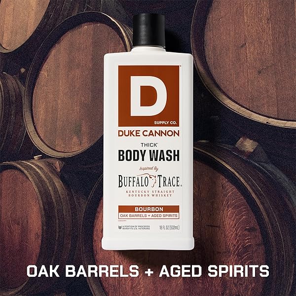 DUKE CANNON SUPPLY CO. THICK HIGH VISCOSITY BODY WASH – 3X THICKER, PLANT-BASED, MINERAL-ENRICHED BODY WASH FOR MEN – BIG AMERICAN BOURBON – MENS BODY SCRUB – BOURBON (18 OZ)