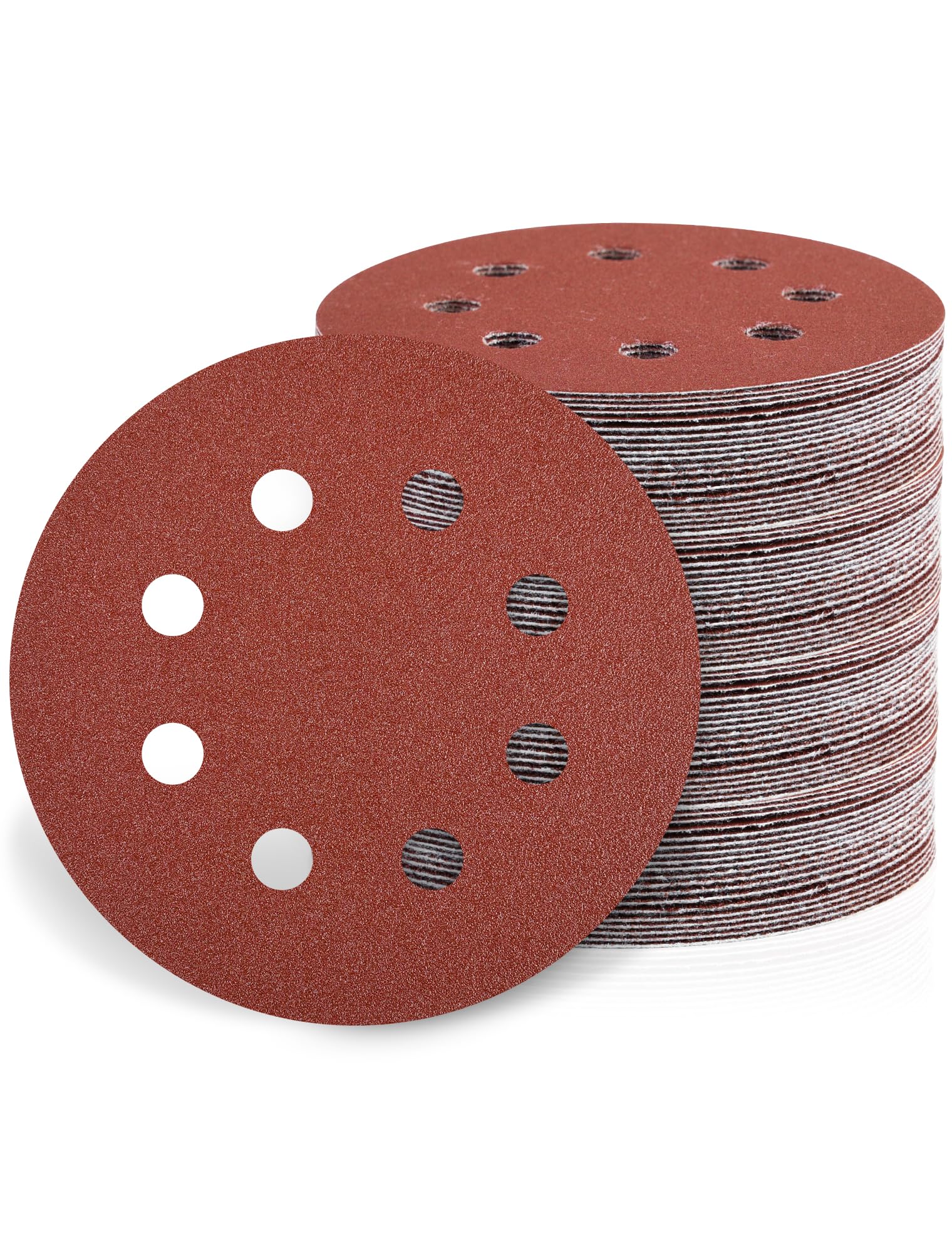 115mm Sanding Discs 40/80/120/240 Grit Sandpaper, 80Pcs 4.5 Inch Hook and Loop Sanding Pads 8 Holes Sander Disc for Random Orbital Sander — image 1
