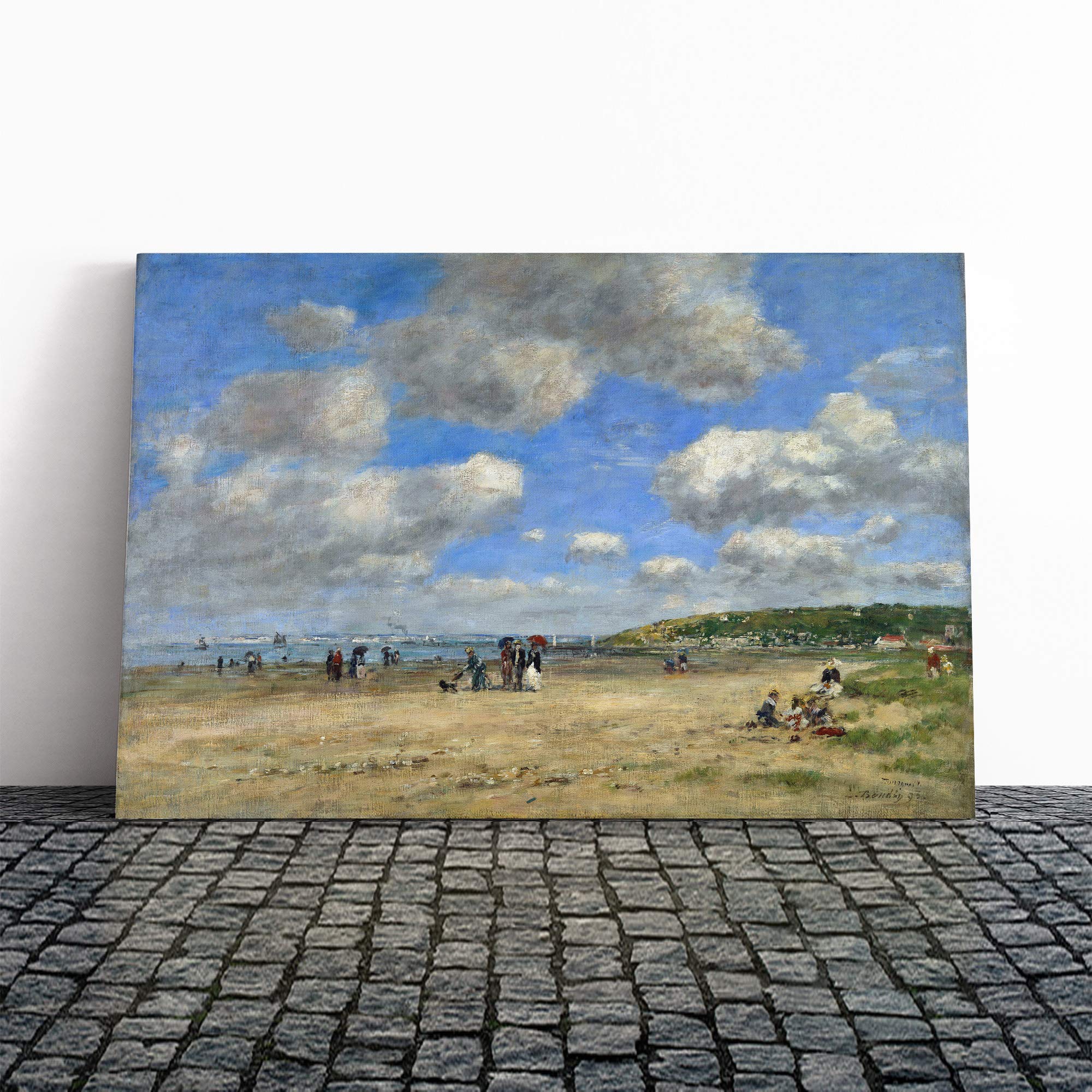 Eugene Boudin Beach of Trouville No.2 Canvas Print | Gallery Wrapped 30mm Frame Wall Art | 20x14 inches | Ready to Hang | Modern Seascape Picture | Living Room Bedroom Lounge Office