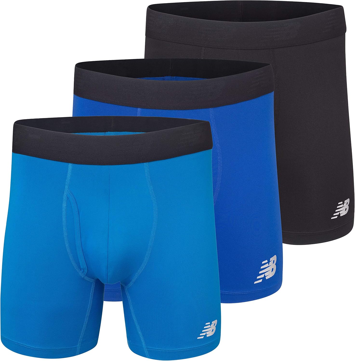 New Balance Men's 6" Boxer Brief Fly Front with Pouch, 3-Pack of 6 Inch Tagless Underwear: Clothing