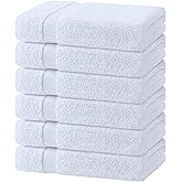 Wealuxe White Bath Towels 24x50 Inch, 6 Pack - Extra Absorbent Cotton Towel Set for Bathroom