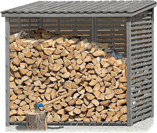 Gartenpirat Kaminholzregal Xxl Mit Ruckwand Fur 3 8 M Aus Holz Grau Fur Brennholz Amazon De Garten