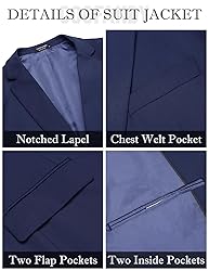 COOFANDY Slim Fit Suit for Men 3 Piece Two Button