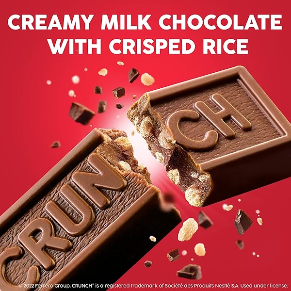 CRUNCH MILK CHOCOLATE AND CRISPED RICE, FUN SIZE CANDY BARS, 12 BAGS, 10 OZ EACH BAG