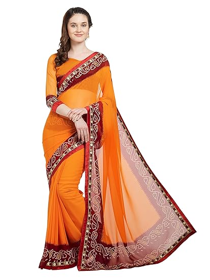 Womens Faux Georgette Saree With Blouse Piece