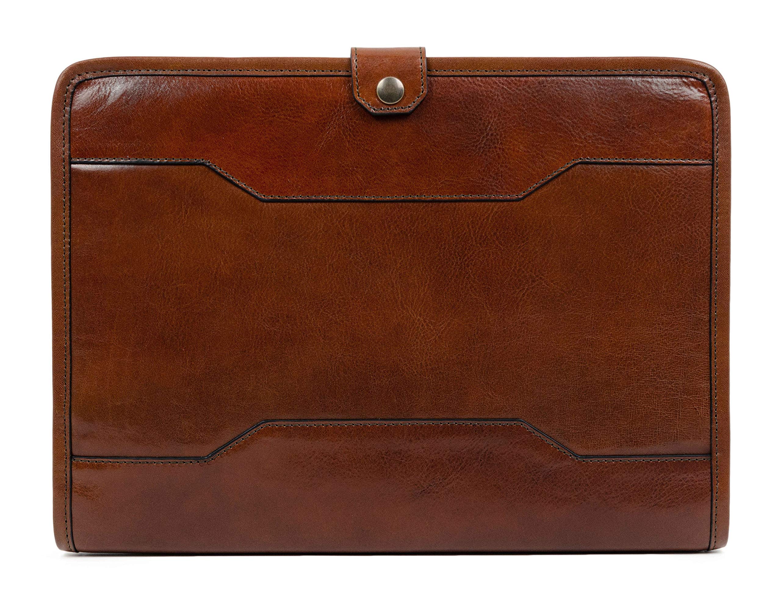 Time Resistance Leather Organizer Portfolio 13 Inches Laptop Case Full Grain Leather Amber