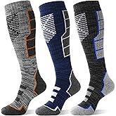 Anlisim 3 Pairs Unisex Merino Wool Ski Thermal Warm Thick Knee High Long Socks