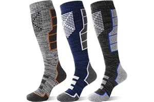 Anlisim 3 Pairs Unisex Merino Wool Ski Thermal Warm Thick Knee High Long Socks
