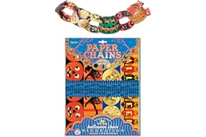 eeBoo: Halloween Paper Chain - 120 Links, Paper Chain when Completed is 24 Feet Long, Four Different Patterned Links to Mix and Match, No Glue Needed for Assembly