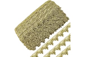 GORGECRAFT 20Yds 3/4" Metallic Braid Lace Trim Gold Flower Glitter Scroll Trims Craft Ribbon Decorated Woven Gimp Fringe Trim Tassel Trimmings Garment Accessory for Sewing Wedding Bridal Jewelry