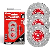 EZARC 1-1/2 Diamond Tile Cutting Wheels with Mandrel, 0.6mm Kerf, 3-Pack | Ultra Thin, Clean Cutting, Carving, and Sharpening, Vented Design, for Marble, Brick, Glass, Porcelain