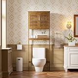 SMIBUY Bamboo Over-The-Toilet Storage Shelf Cabinet Walnut 3-Tier view 2