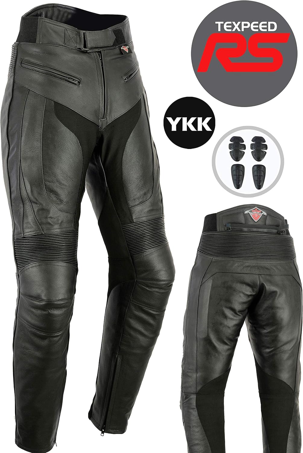 Texpeed Mens RS Sports Leather Motorcycle Trousers With Removable