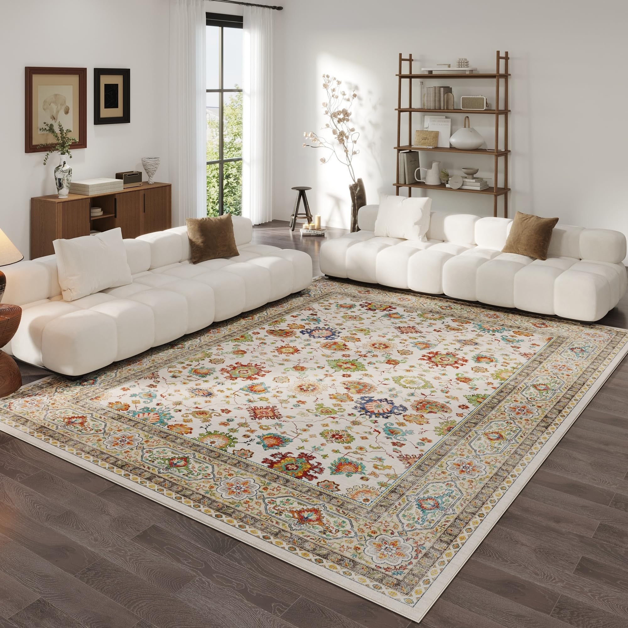 Photo 1 of ***FACTORY SEALED*** Living Room Rug 6x9 Rug Machine Washable Boho Area Rug Non Slip Vintage Low Pile Large Rug for Living Room, Bedroom, Farmhouse, Dining Room, Kids Playroom (Colorful)