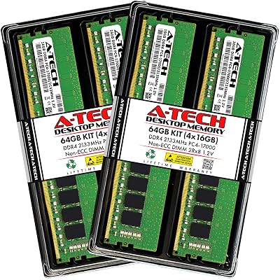 Buy A Tech 64gb 4x16gb Ddr4 2133mhz Dimm Pc4 Udimm Non Ecc 2rx8 1 2v Cl15 2 Pin Desktop Computer Ram Memory Upgrade Kit Online In Indonesia B07kgl23w8