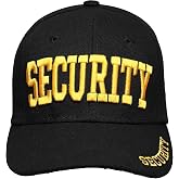 Falari Security Hat Baseball Cap - Gold or White Embroidery Security Front, Bill &amp; Back - Adjustable Size