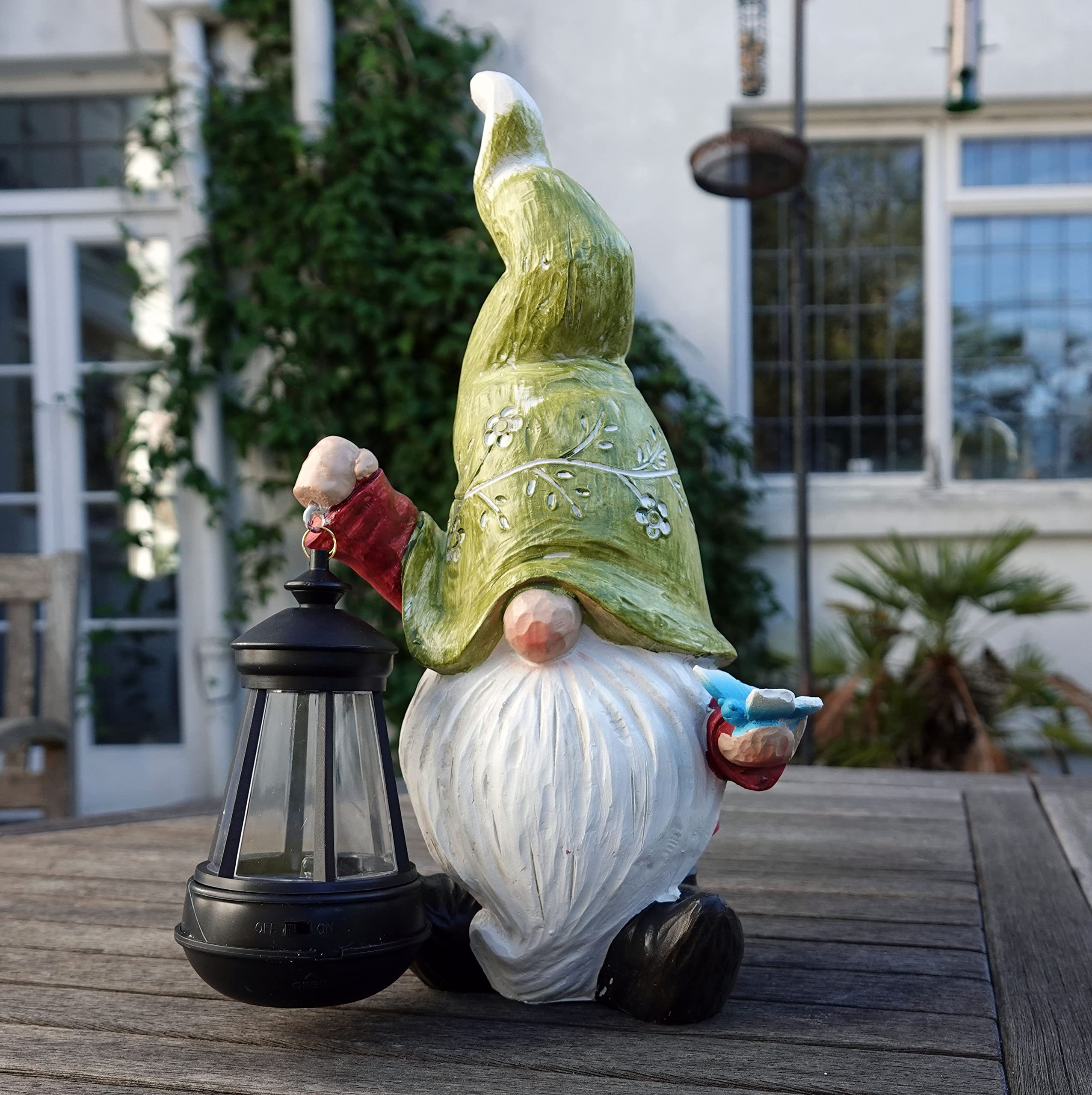 Gus the Gonk - 29cms Tall Garden Gnome with Solar Powered Lantern Garden Ornament