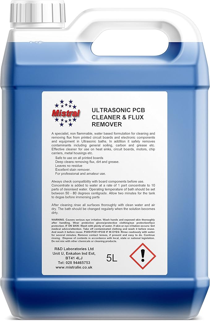 Mistral Ultrasonic PCB Cleaner & Flux Remover Concentrate 5L: Amazon.co