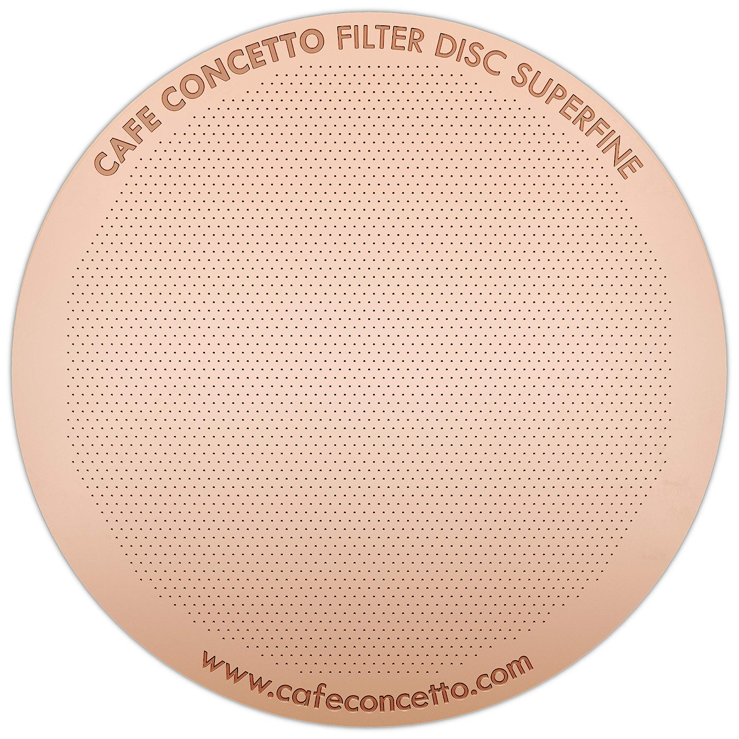 CAFE CONCETTO Filter for use in AeroPress Go/AeroPress Coffee Makers - Disc Superfine - Reusable - Premium Coated Stainless Steel (Rose Gold, Metal) - Brew Tips Included