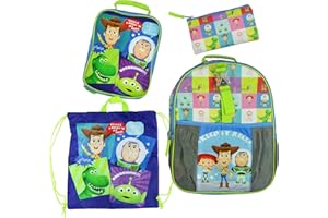 Bioworld Toy Story Backpack Keep It Real Kids 4-Piece Set with Light Up Buckle 14" Book Bag