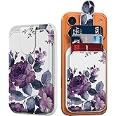 DEENAKIN for MagSafe Wallet, 3 Card Holder With RFID Blocking, Slim Magnetic Wallet for iPhone 17/16/15/14/13/12 Series and Samsung Phone with Cute Trendy Designs, Purple Blooming Flowers