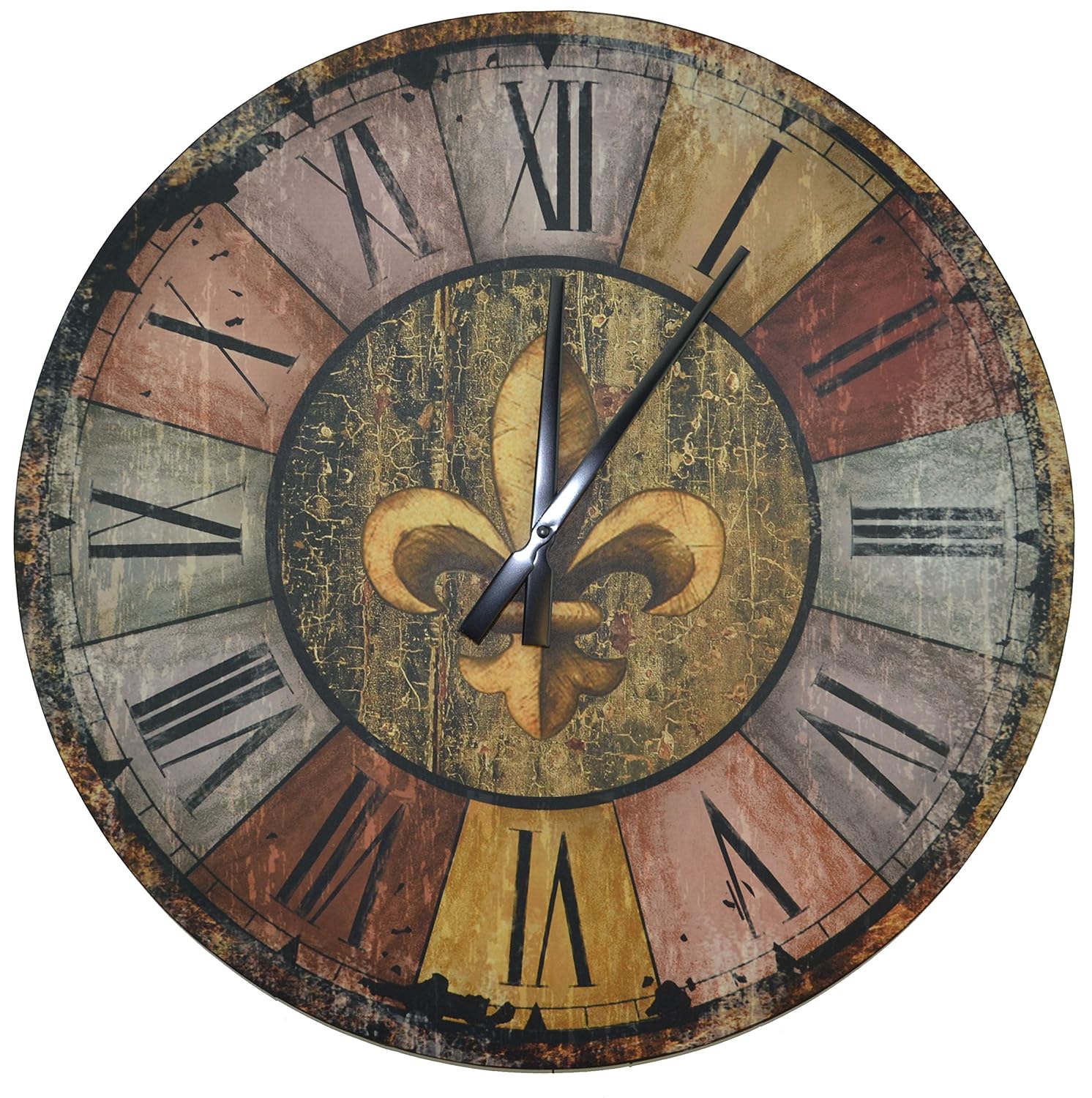 Home Decor Vintage French Style Rustic Round Wood Wall Clock Roman Numerals