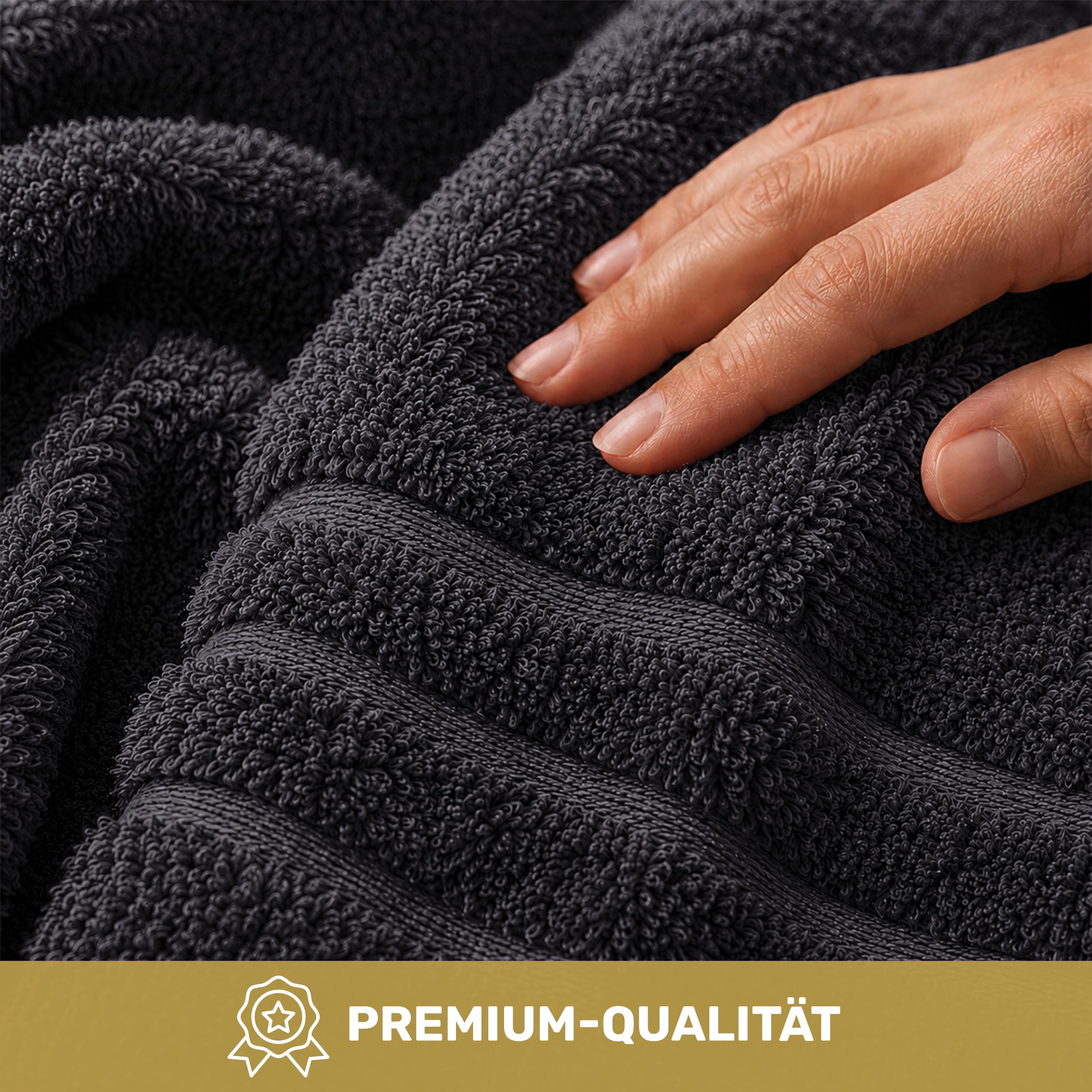 Lavea® 4er Set Handtücher 50x100 cm, Elena Frottiererie, 100% Baumwolle, Saugstark & Weich, Handtücher Set, Waschbar, Trocknergeeignet, Gäste Handtücher, Frottierhandtuch - Anthrazit 4