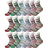 Suhine Fuzzy Slipper Sock for Women Men Soft Winter Warm Fluffy Socks Thick Non Slip Fleece Socks for Christmas Gift Birthday