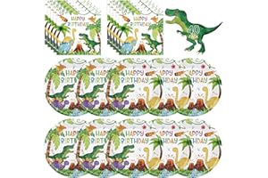 LITMITFU 40 Pcs Dinosaur Plates and Napkins Sets - Happy Birthday Dino Party Supplies Tableware, Watercolor Disposable Paper Plates Napkins Kit for Dinosaur Birthday Party Decorations Table Decor, Serves 20