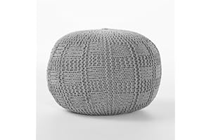 GREAT DEAL FURNITURE GDFStudio Valentine Hand Knit Fabric Pouf (Grey)