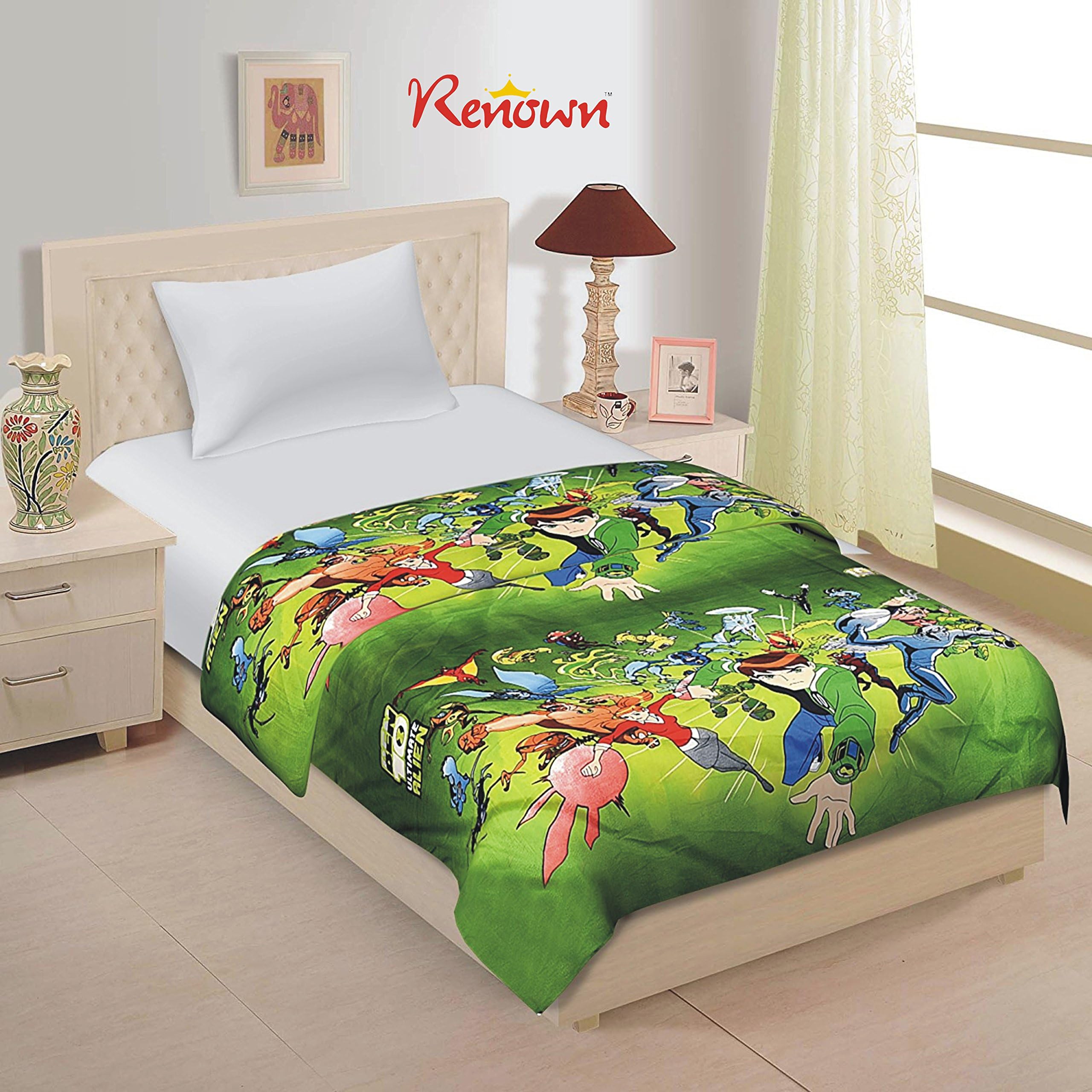 Renown Products Ben 10 Cartoon Print Design Reversible Single Bed AC Blanket / Dohar / Quilt