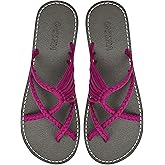 Capana Woven Women's Flat Sandals - Strappy Braided Beach Sandals for Dressy Summer, Rope Bohemian Spring Casual Womens Shoes, Comfy Boho Flats for Teen Girls Oceanbliss