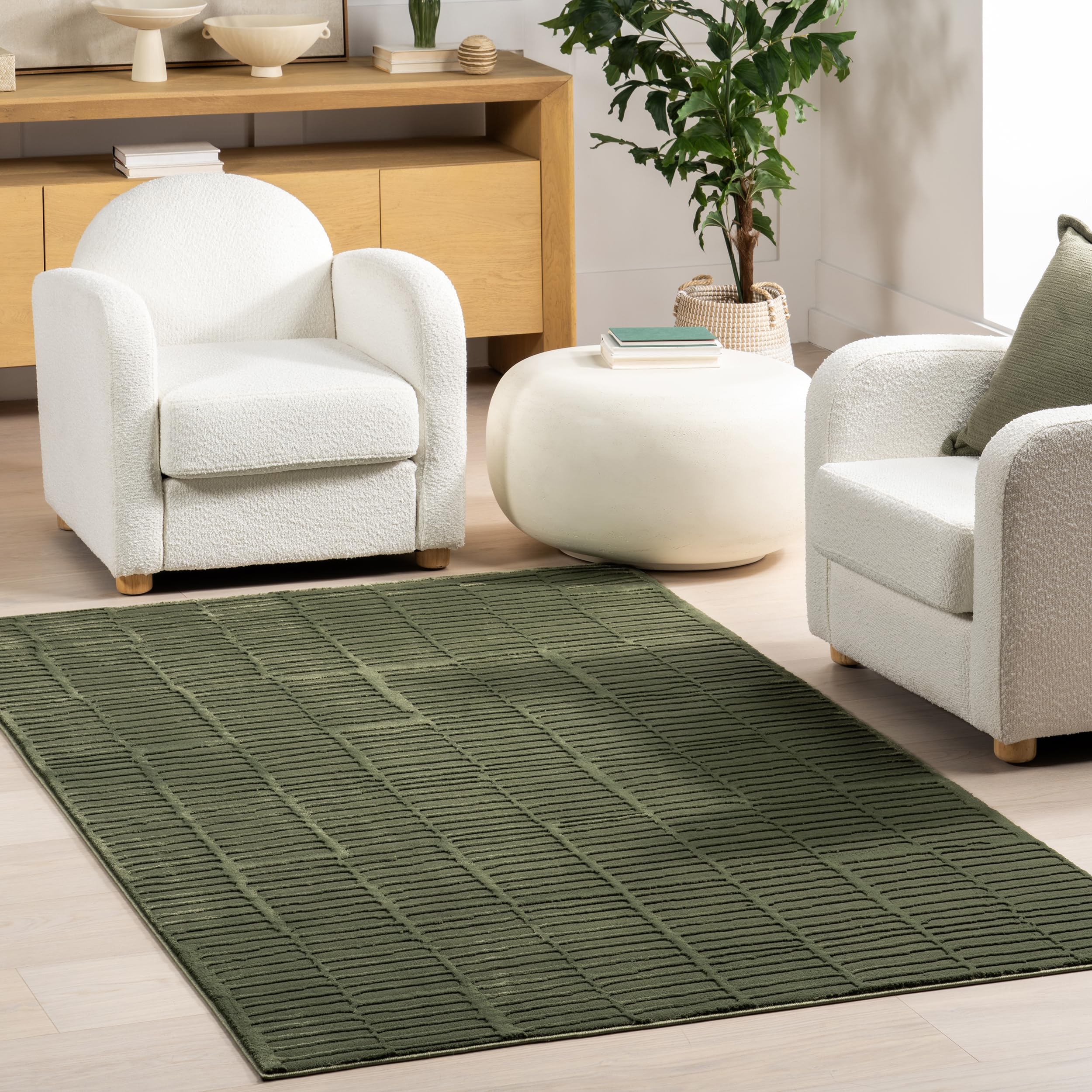 nuLOOM Kailani Geometric 4′ x 6′ Machine Washable Area Rug for Living Room Bedroom Dining Room Kitchen, Kailani Green
