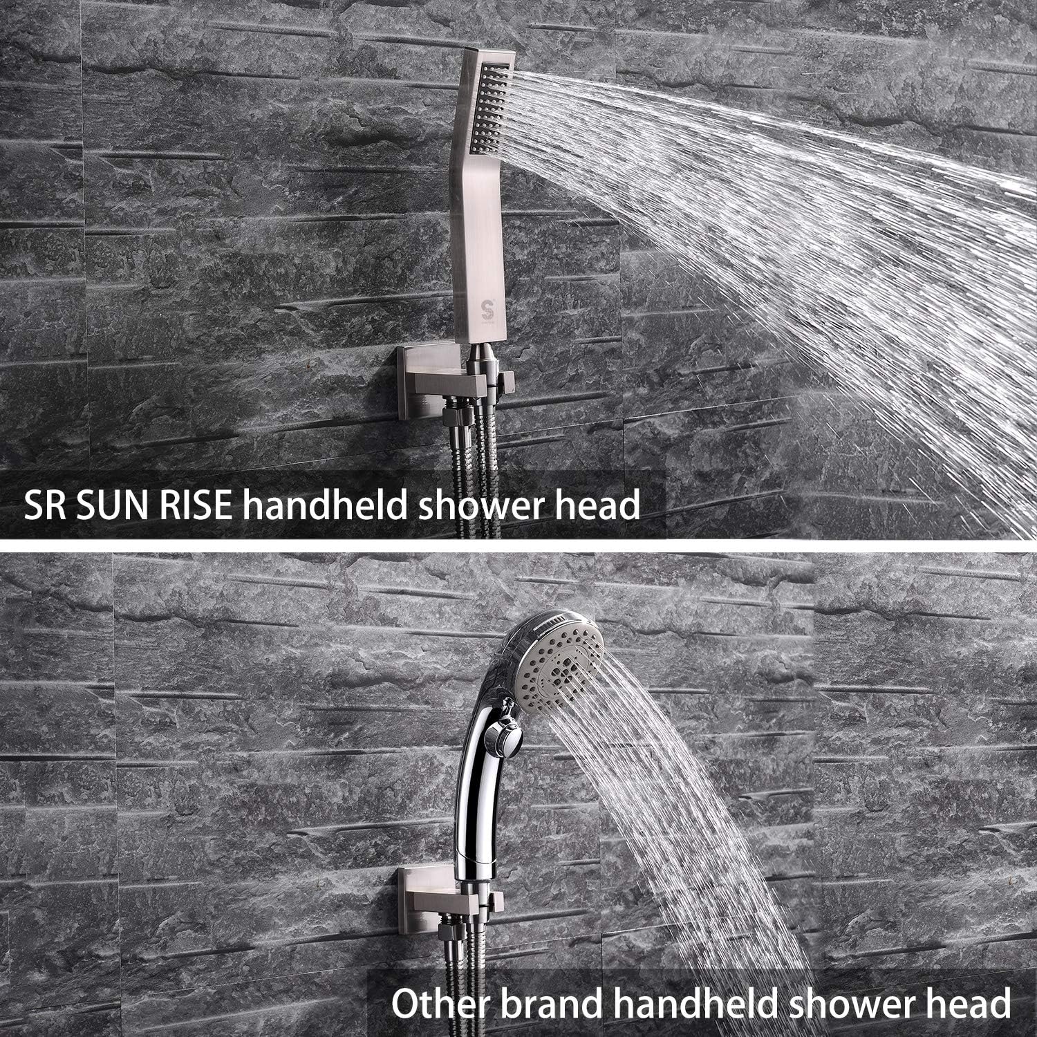 SR SUN RISE 12 Inches Bathroom Luxury Rain Mixer Shower Combo Set Wall Mounted Rainfall Shower Head System Brushed Nickel Finish Shower Faucet Rough-In Valve Body and Trim Included - - 