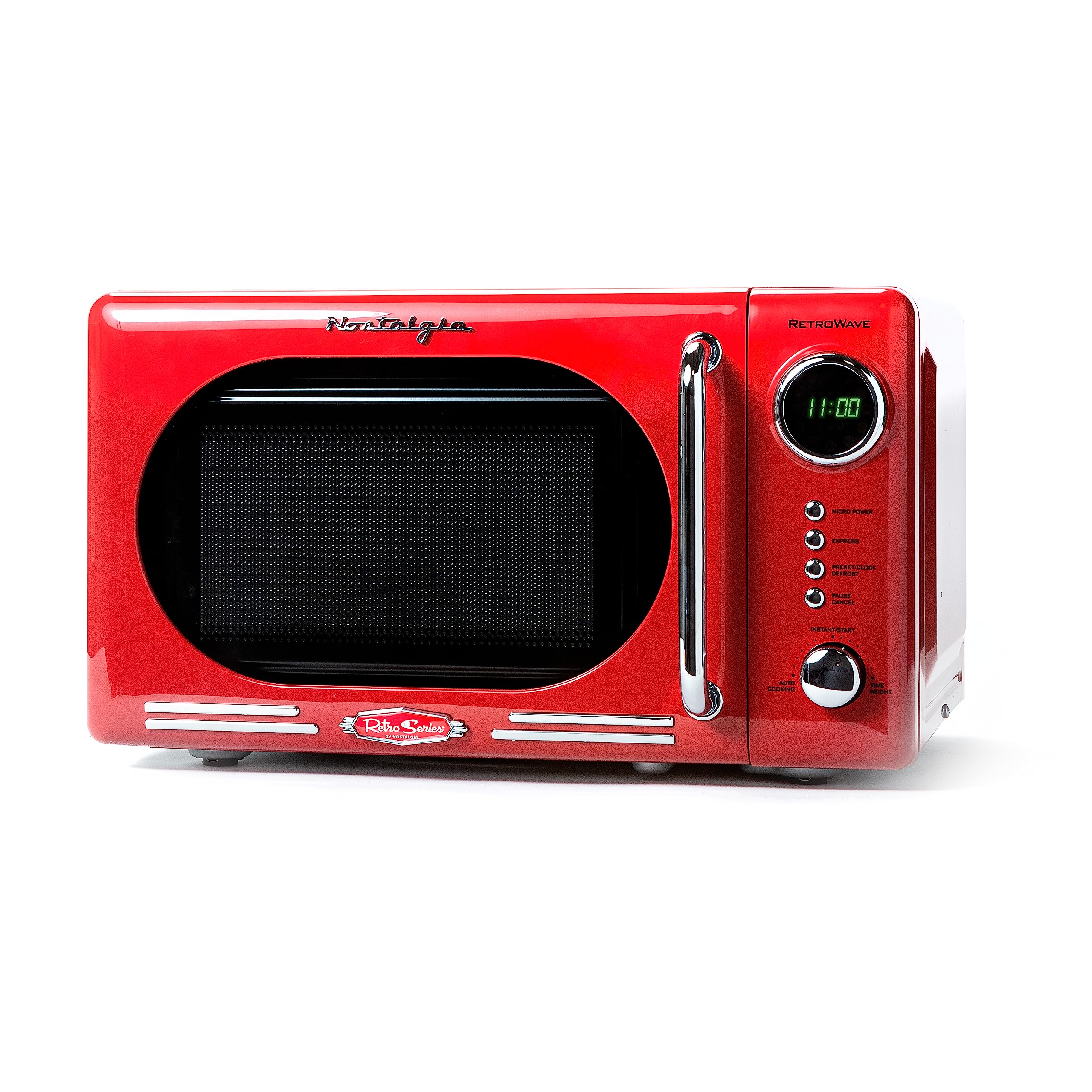 Photo 1 of *** PARTS ONLY***    Nostalgia Retro Compact Countertop Microwave Oven - 0.7 Cu. Ft. - 700-Watts with LED Digital Display - Child Lock - Easy Clean Interior - Red