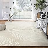 Abani Beige and White Swirl Area Rug | 4' x 6' Cream Carpet with Wave Pattern | Modern Rug for Living Room, Bedroom and Office | Nuevo Collection
