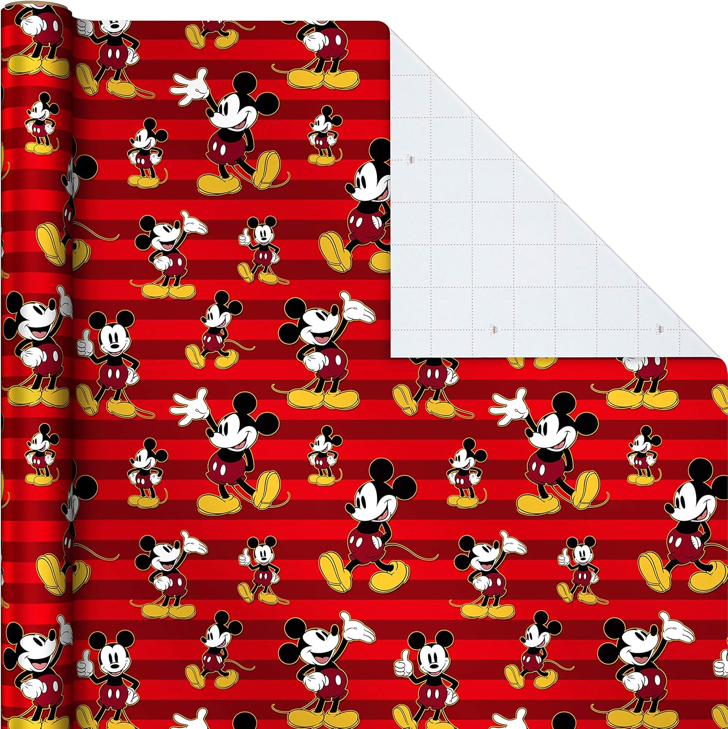 Hallmark Disney Mickey Mouse Wrapping Paper with Cut Lines on Reverse (3-Pack: 60 sq. ft. ttl) for Birthdays, Christmas, Hanukkah, Baby Showers and More: Kitchen & Dining