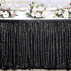 6ft Black Table Skirt for Round Rectangle Square
