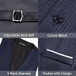 Barry.Wang Mens Navy Blue Vest Striped